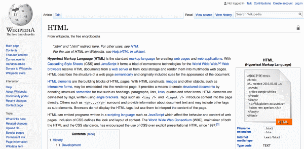 how to make wikipedia page in html
