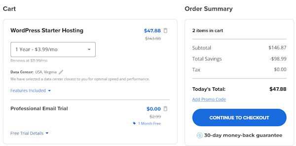 Choosing your settings and package